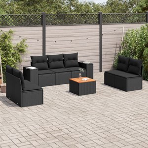 Maison exclusive - salon de jardin 8 pcs avec coussins noir résine tressée