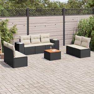 Maison exclusive - salon de jardin 8 pcs avec coussins noir résine tressée