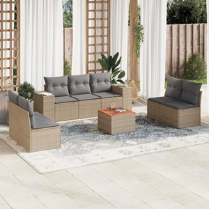 Maison exclusive - salon de jardin avec coussins 8 pcs beige résine tressée