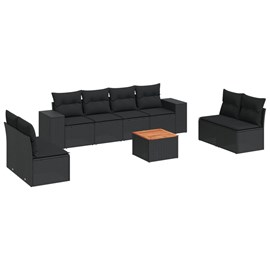 Maison exclusive - salon de jardin 9 pcs avec coussins noir résine tressée