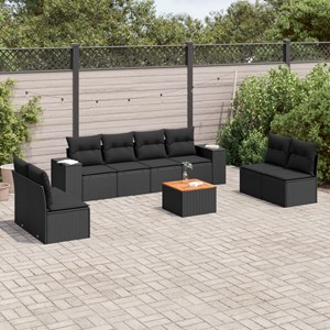 Maison exclusive - salon de jardin 9 pcs avec coussins noir résine tressée