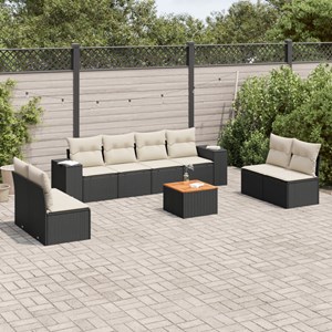 Maison exclusive - salon de jardin 9 pcs avec coussins noir résine tressée