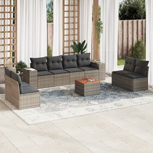 Maison exclusive - salon de jardin 9 pcs avec coussins gris résine tressée