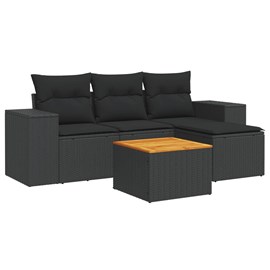 Maison exclusive - salon de jardin 5 pcs avec coussins noir résine tressée