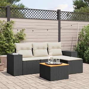 Maison exclusive - salon de jardin 5 pcs avec coussins noir résine tressée