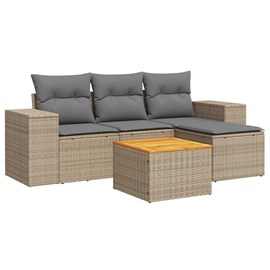 Maison exclusive - salon de jardin avec coussins 5 pcs beige résine tressée