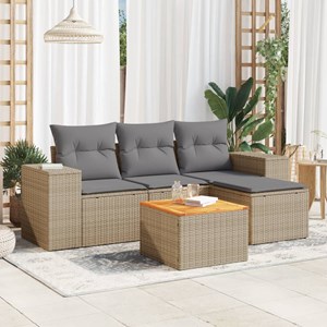 Maison exclusive - salon de jardin avec coussins 5 pcs beige résine tressée