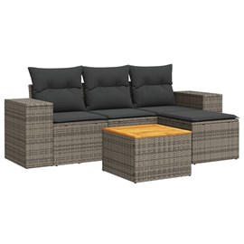 Maison exclusive - salon de jardin 5 pcs avec coussins gris résine tressée