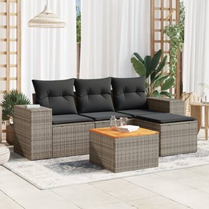 Maison exclusive - salon de jardin 5 pcs avec coussins gris résine tressée