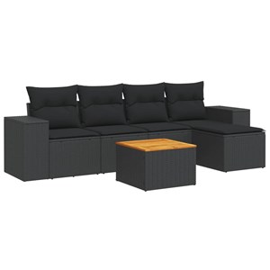Maison exclusive - salon de jardin 6 pcs avec coussins noir résine tressée