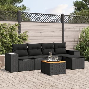 Maison exclusive - salon de jardin 6 pcs avec coussins noir résine tressée
