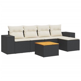 Maison exclusive - salon de jardin 6 pcs avec coussins noir résine tressée