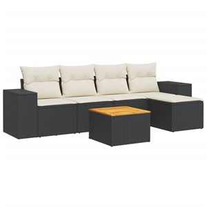 Maison exclusive - salon de jardin 6 pcs avec coussins noir résine tressée