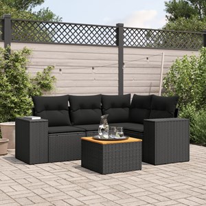 Maison exclusive - salon de jardin 5 pcs avec coussins noir résine tressée