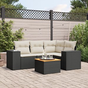 Maison exclusive - salon de jardin 5 pcs avec coussins noir résine tressée