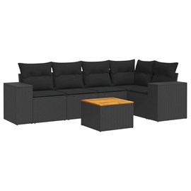 Maison exclusive - salon de jardin 6 pcs avec coussins noir résine tressée