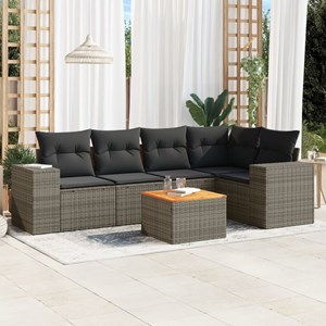 Maison exclusive - salon de jardin 6 pcs avec coussins gris résine tressée