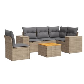Maison exclusive - salon de jardin avec coussins 6 pcs beige résine tressée