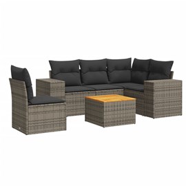 Maison exclusive - salon de jardin 6 pcs avec coussins gris résine tressée