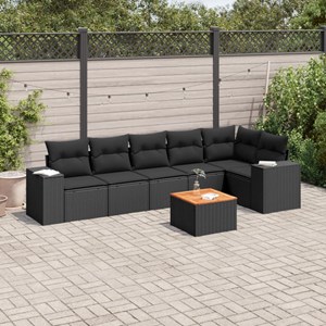 Maison exclusive - salon de jardin 7 pcs avec coussins noir résine tressée
