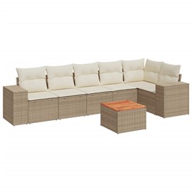 Maison exclusive - salon de jardin avec coussins 7 pcs beige résine tressée