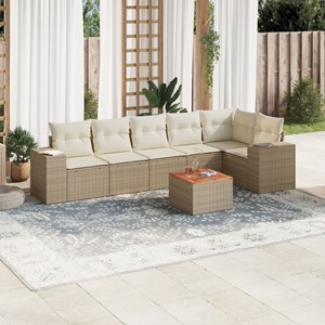 Maison exclusive - salon de jardin avec coussins 7 pcs beige résine tressée