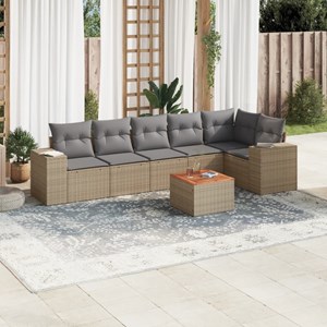 Maison exclusive - salon de jardin avec coussins 7 pcs beige résine tressée