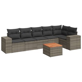 Maison exclusive - salon de jardin avec coussins 7 pcs gris résine tressée