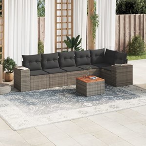 Maison exclusive - salon de jardin avec coussins 7 pcs gris résine tressée