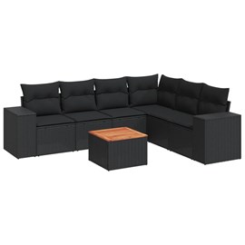 Maison exclusive - salon de jardin 7 pcs avec coussins noir résine tressée