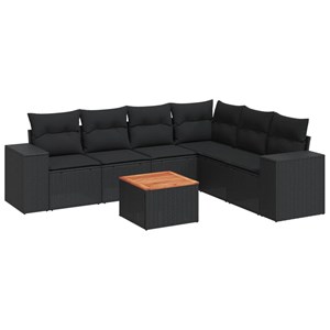 Maison exclusive - salon de jardin 7 pcs avec coussins noir résine tressée