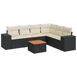 Maison exclusive - salon de jardin 7 pcs avec coussins noir résine tressée