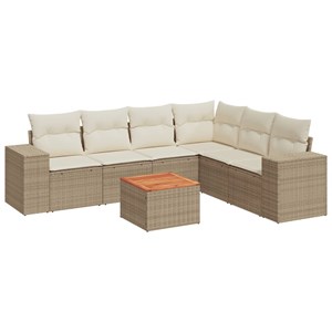 Maison exclusive - salon de jardin avec coussins 7 pcs beige résine tressée