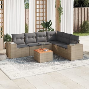 Maison exclusive - salon de jardin avec coussins 7 pcs beige résine tressée