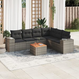 Maison exclusive - salon de jardin avec coussins 7 pcs gris résine tressée