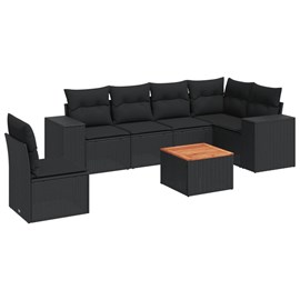 Maison exclusive - salon de jardin 7 pcs avec coussins noir résine tressée