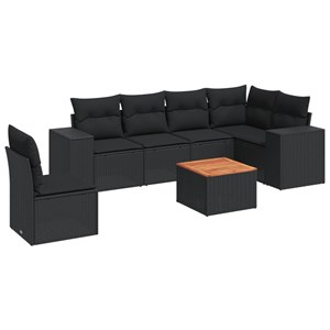 Maison exclusive - salon de jardin 7 pcs avec coussins noir résine tressée