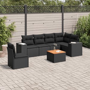 Maison exclusive - salon de jardin 7 pcs avec coussins noir résine tressée