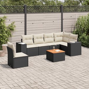 Maison exclusive - salon de jardin 7 pcs avec coussins noir résine tressée