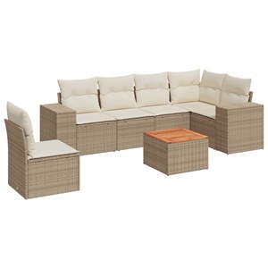 Maison exclusive - salon de jardin avec coussins 7 pcs beige résine tressée