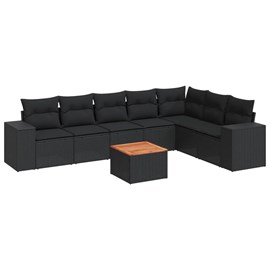 Maison exclusive - salon de jardin 8 pcs avec coussins noir résine tressée