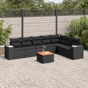 Maison exclusive - salon de jardin 8 pcs avec coussins noir résine tressée