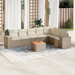 Maison exclusive - salon de jardin avec coussins 8 pcs beige résine tressée