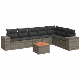 Maison exclusive - salon de jardin 8 pcs avec coussins gris résine tressée