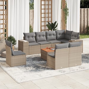 Maison exclusive - salon de jardin avec coussins 9 pcs beige résine tressée