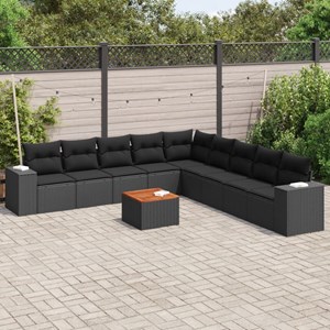 Maison exclusive - salon de jardin 10 pcs avec coussins noir résine tressée