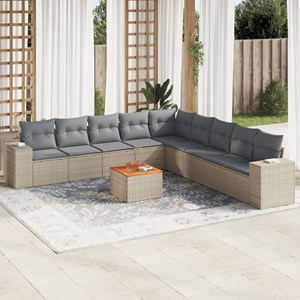 Maison exclusive - salon de jardin avec coussins 10 pcs beige résine tressée