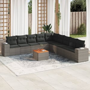 Maison exclusive - salon de jardin avec coussins 10 pcs gris résine tressée