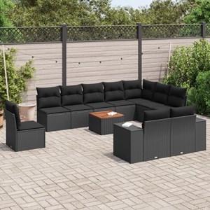 Maison exclusive - salon de jardin 11 pcs avec coussins noir résine tressée