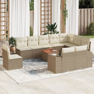 Maison exclusive - salon de jardin 11 pcs avec coussins beige résine tressée